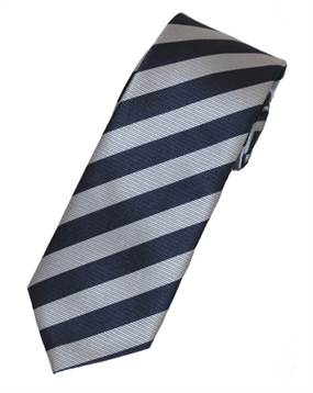 Stribet slips med blå og sølv striber